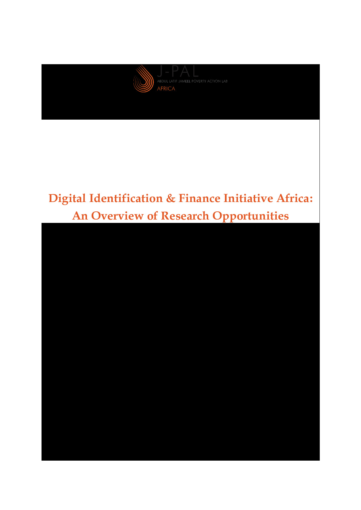 Digital Identification & Finance Initiative Africa: An Overview of Research Opportunities