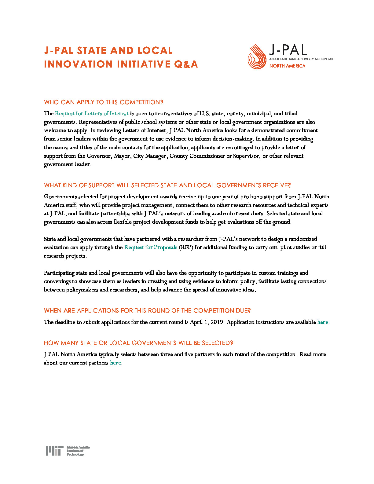 State and Local Innovation Initiative Q and A