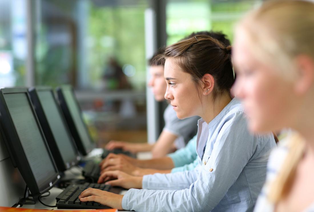 Students on computers