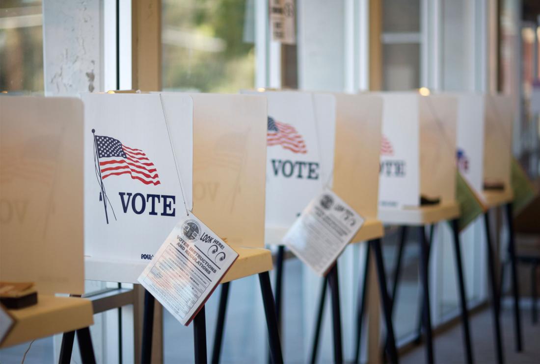 Row of empty polling stations