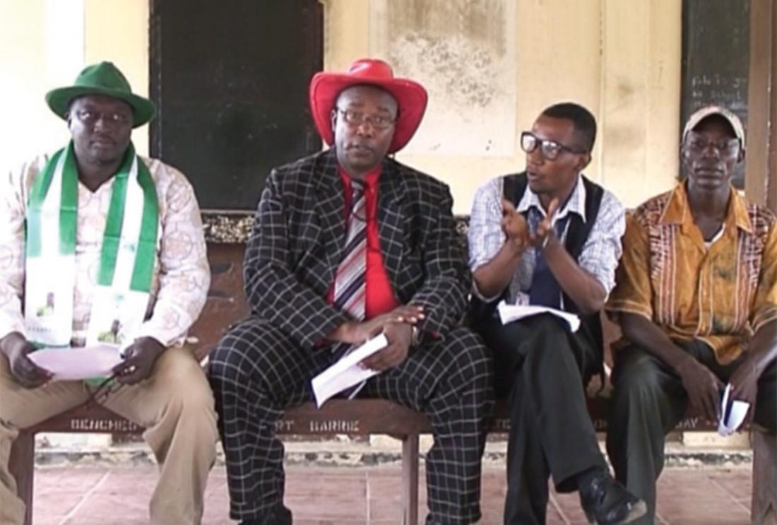 Candidates participating in a filmed debate for the 2012 parliamentary elections in Sierra Leone.