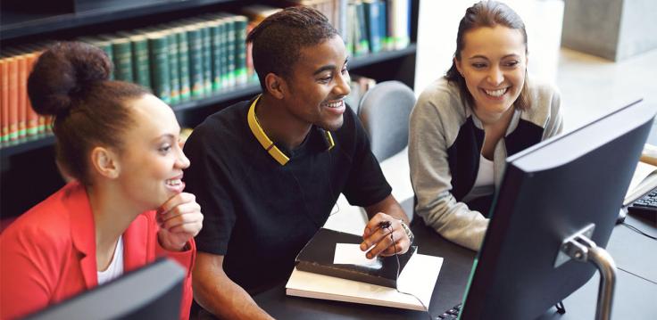 Students at a computer