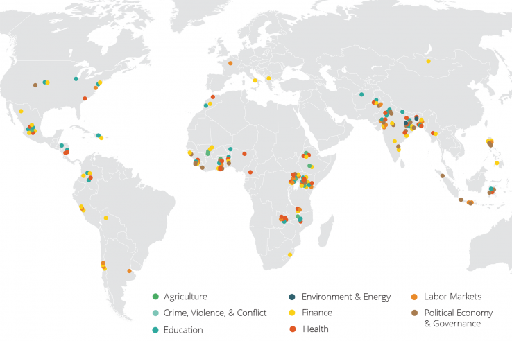 Map of the world with dots representing gender-related evaluations