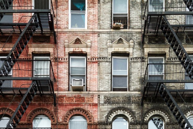 Apartment buildings in a city