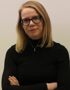 A headshot of a woman