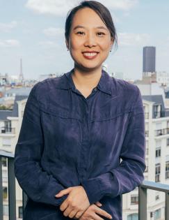 A headshot of a woman