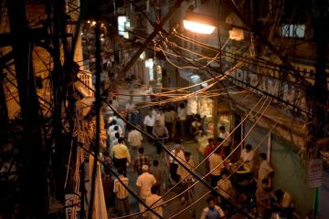 Power lines in New Delhi, India