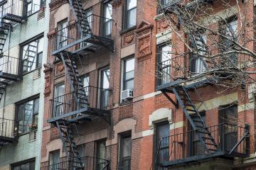 Apartment buildings in a city