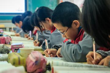 students in China taking an exam