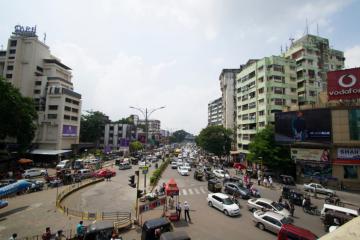 Busy city street in India