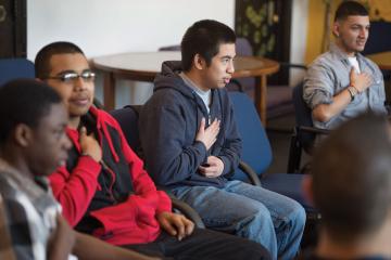 Young men participate in BAM exercise